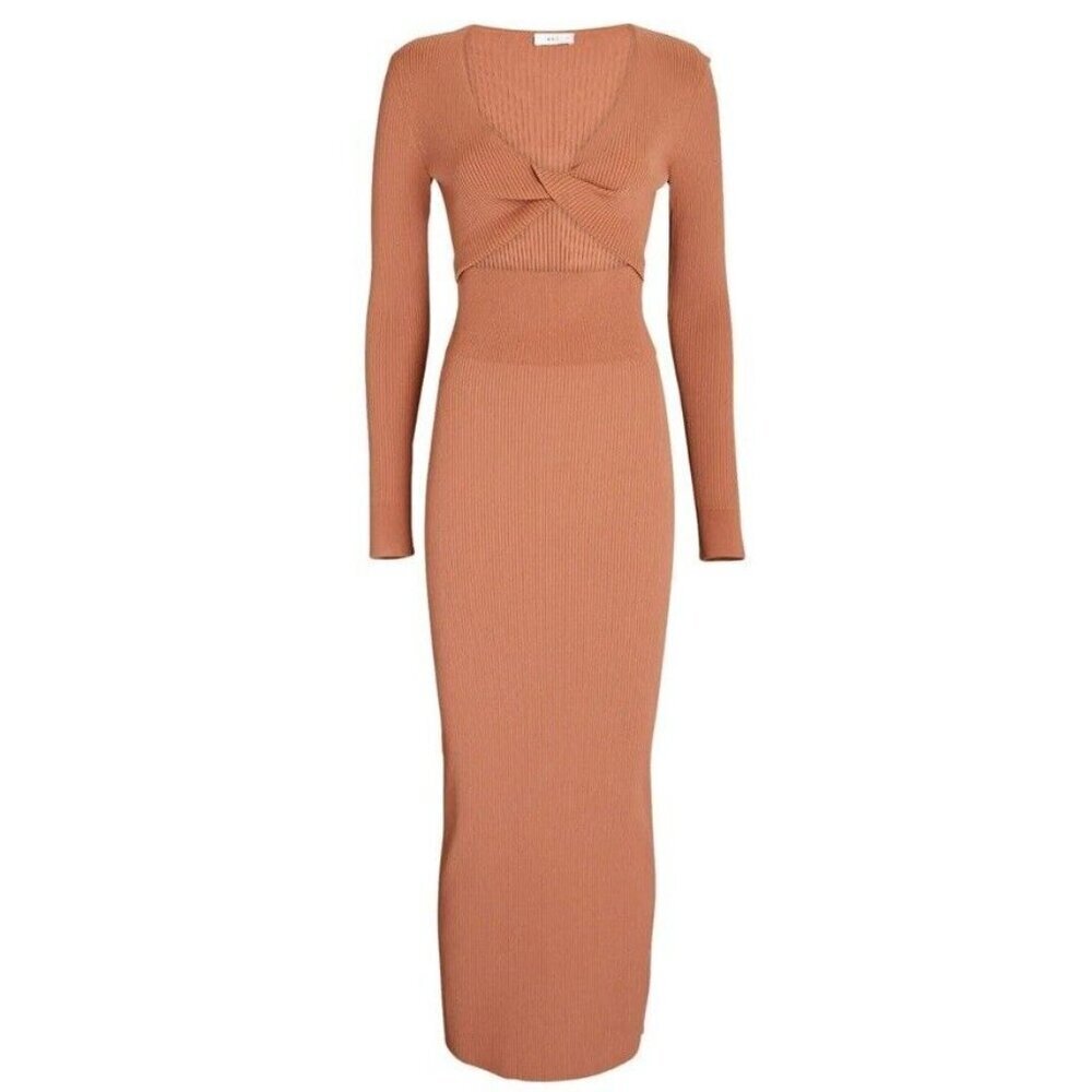 A.L.C. Sz XS Dress Madison Cutout Midi Sweater Knit Terracotta ALC Minimalist